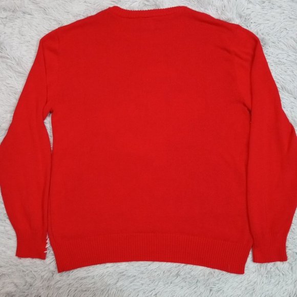 Mickey Mouse Disney Womens Sweater Red L Christmas Holiday Snow Cotton Blend - Picture 3 of 10